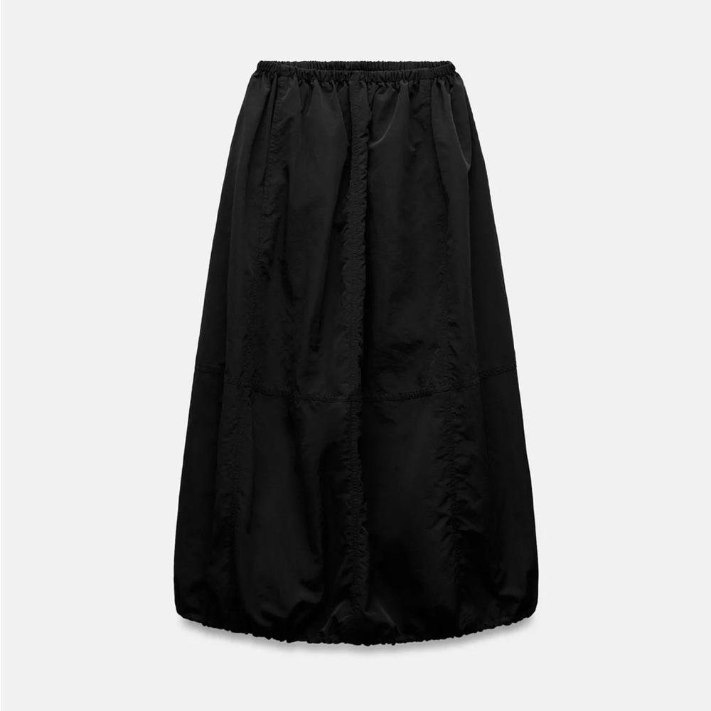 Nylon Balloon Midi Skirt